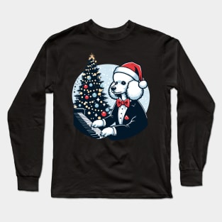 Poodle Playing Piano Christmas Long Sleeve T-Shirt